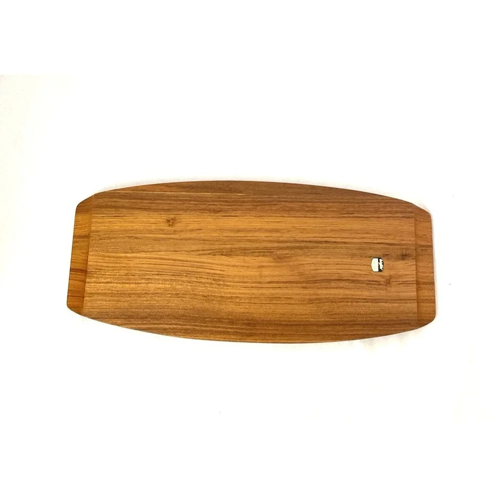Vintage Dolphin Teak Wood Blue Onion Tile Cheese Cutting Board Serving Tray